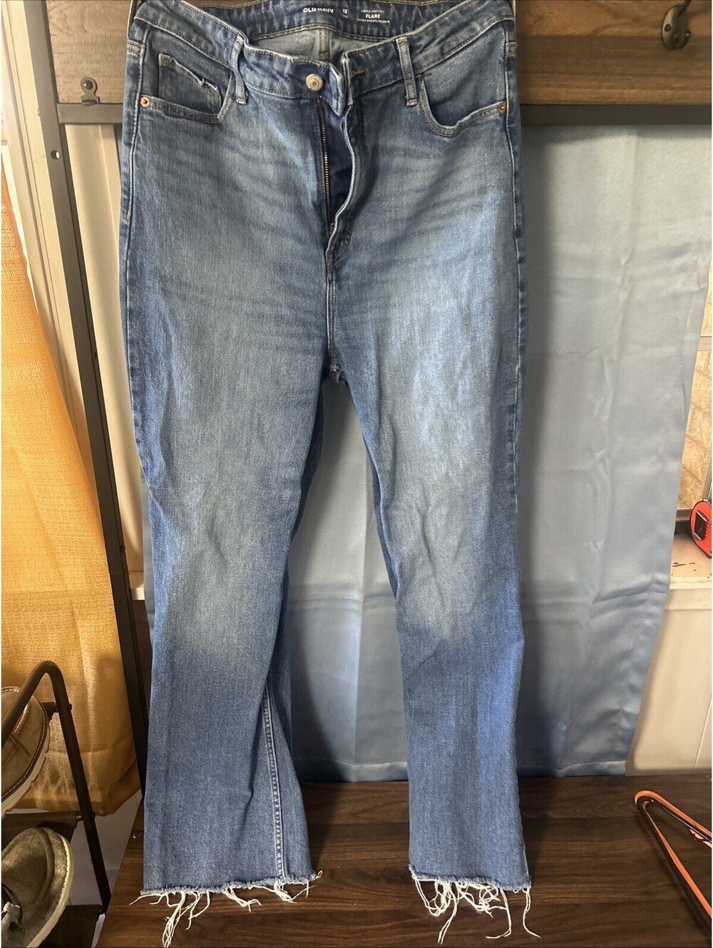Old Navy 12 Tall High Rise Flare Jeans Fringe Bottoms